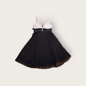 Vintage Y2k A. Byer black and white empire waist pleated babydoll mini dress